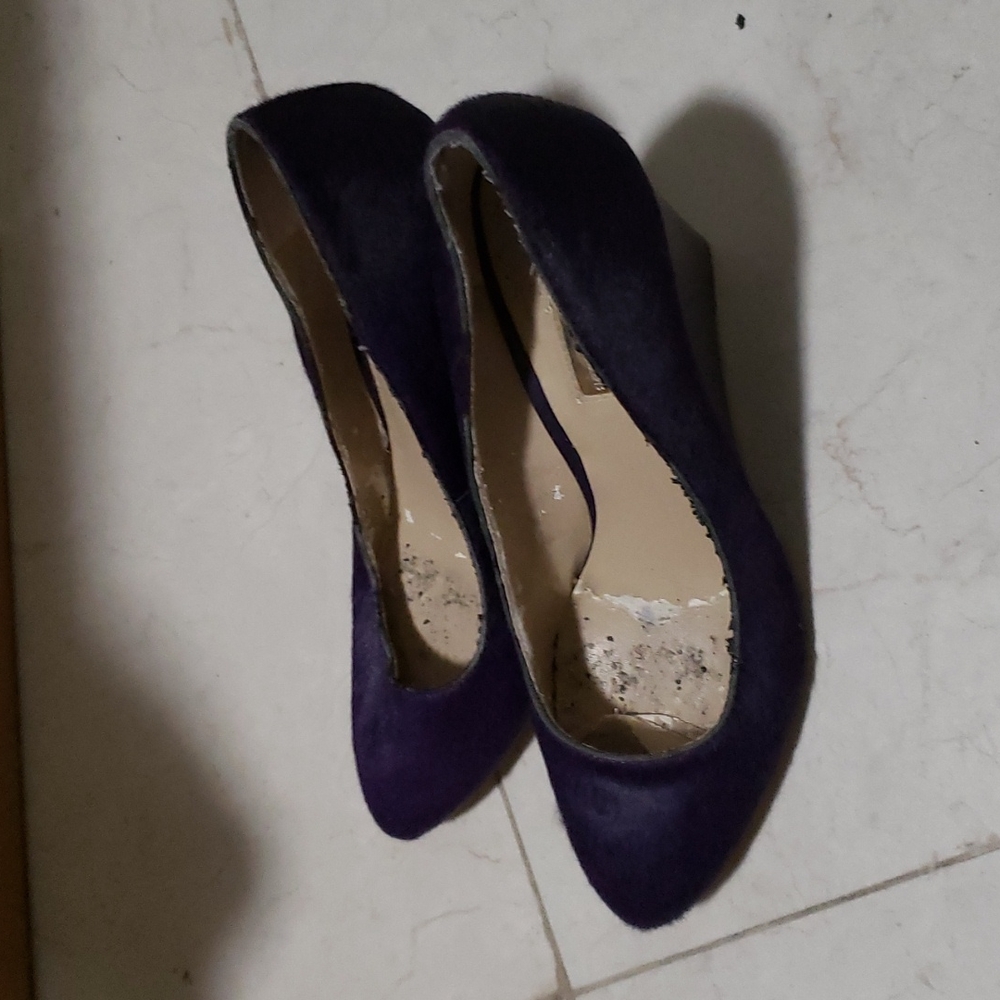 Purple wedge heels